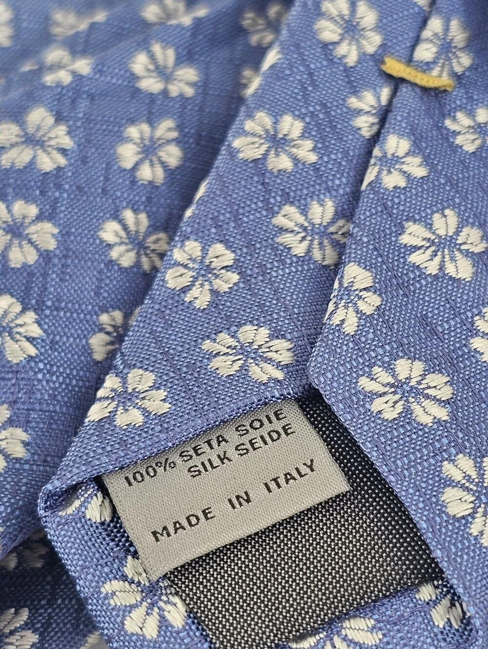 Canali 100% Silk Blue Periwinkle Floral Tie Luxury Made In Italy EUC